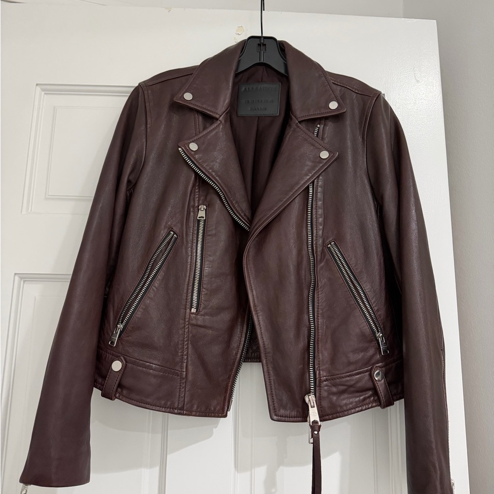 AllSaints Dark Brown Leather Jacket